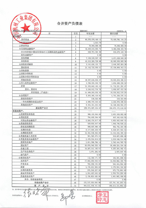 中国机械工业集团有限公司2020年上半年财务报表及附注