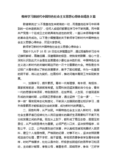 教师学习新时代中国特色社会主义思想心得体会精选3篇