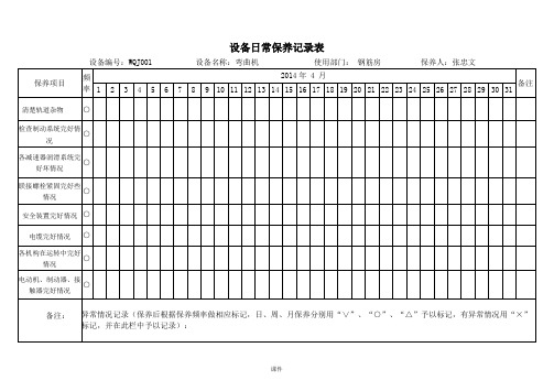 【通用】机械设备维修保养记录表.doc