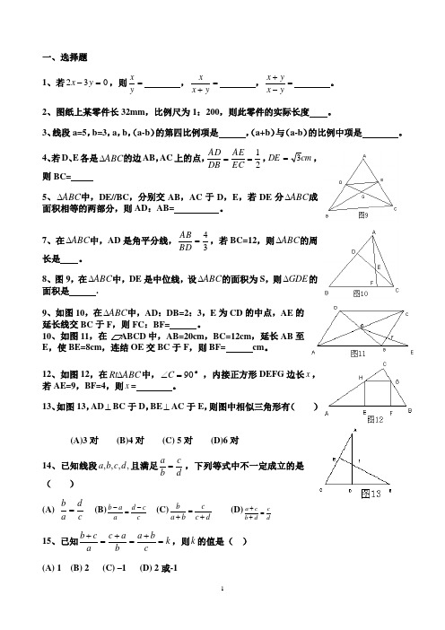 相似三角形的性质和判定