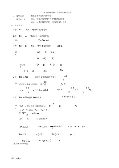 抽象函数周期性对称性相关定理全总结
