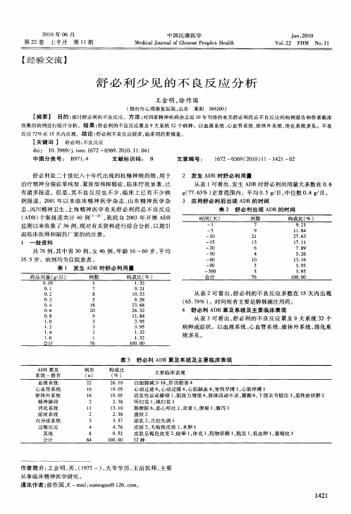 舒必利少见的不良反应分析