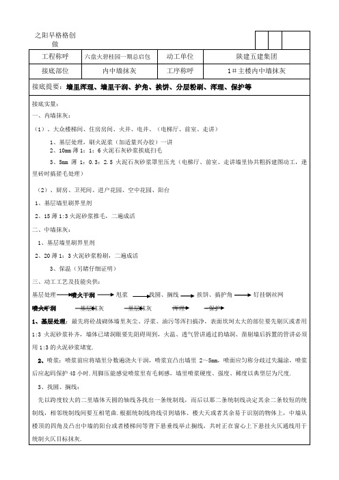 碧桂园内外墙粉刷技术交底