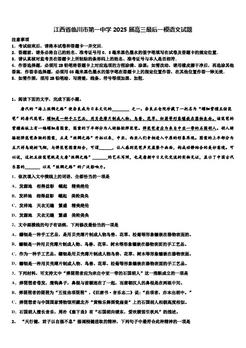 江西省临川市第一中学2025届高三最后一模语文试题含解析