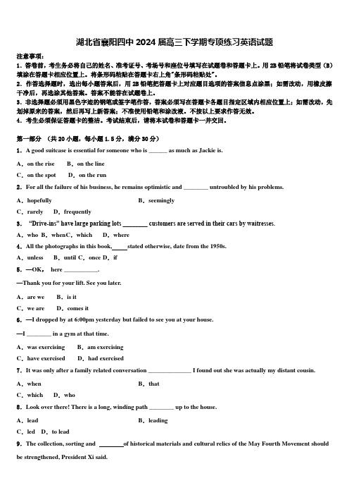 湖北省襄阳四中2024届高三下学期专项练习英语试题含解析