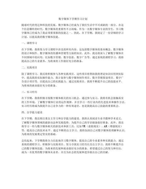 数字媒体下学期学习计划