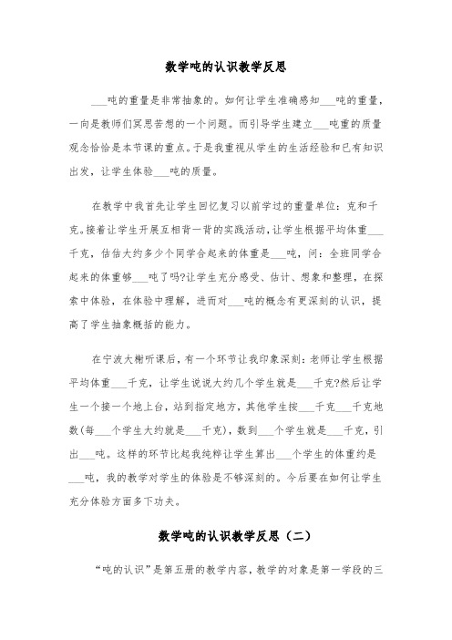 数学吨的认识教学反思(四篇)