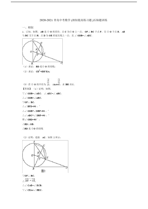 2020-2021青岛中考数学(相似提高练习题)压轴题训练.doc