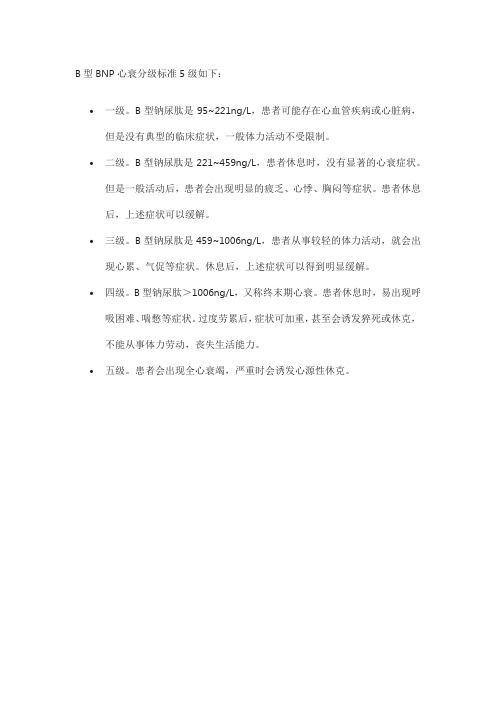 b型bnp心衰分级标准5级