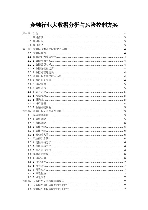 金融行业大数据分析与风险控制方案