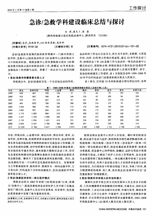 急诊／急救学科建设临床总结与探讨