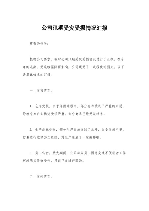 公司汛期受灾受损情况汇报