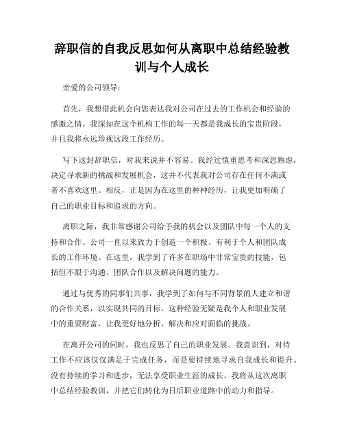 辞职信的自我反思如何从离职中总结经验教训与个人成长