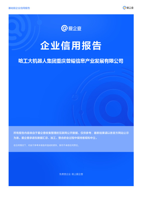 企业信用报告_哈工大机器人集团重庆普耀信息产业发展有限公司