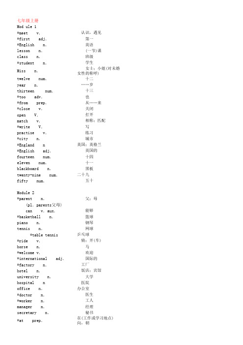 外研版初中英语单词表(1-4册)