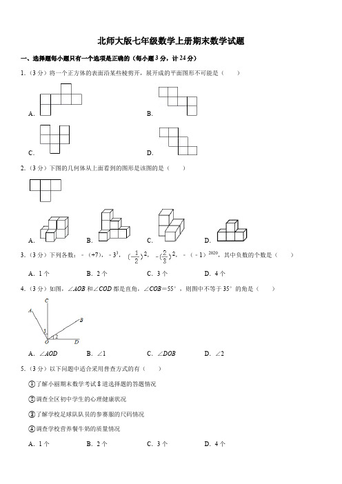 北师大版七年级数学上册期末数学试题11