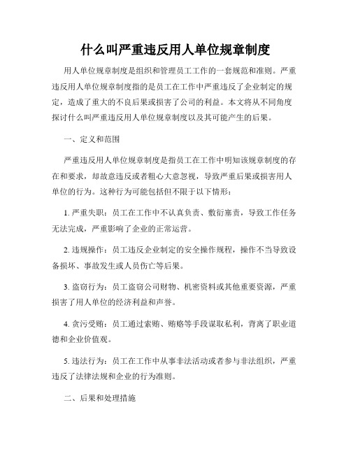 什么叫严重违反用人单位规章制度