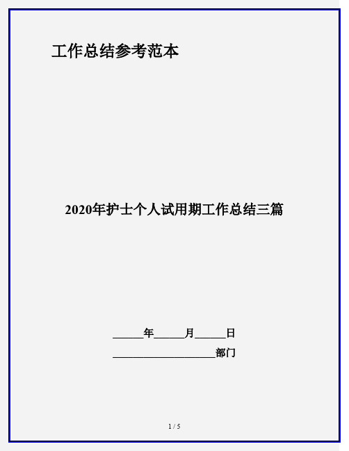 2020年护士个人试用期工作总结三篇