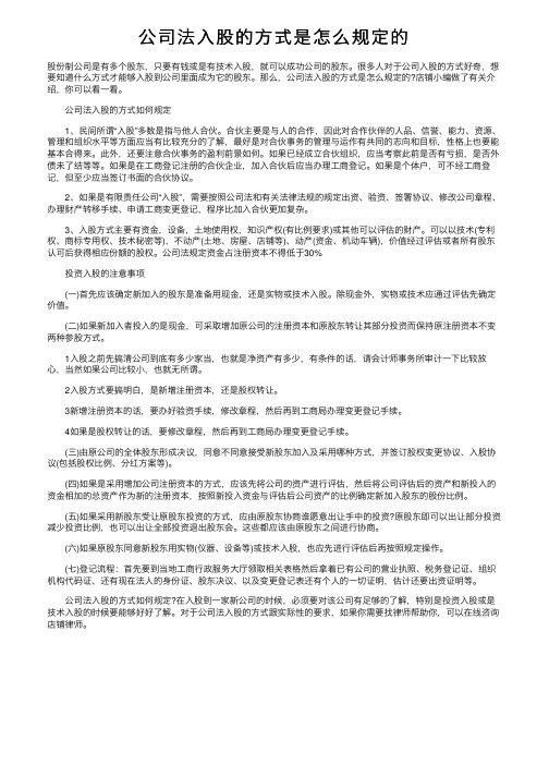 公司法入股的方式是怎么规定的