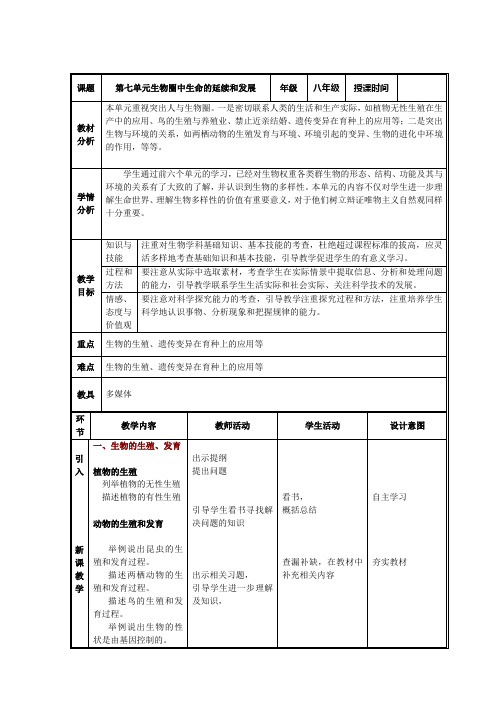 第七单元生物圈中生命的延续和发展