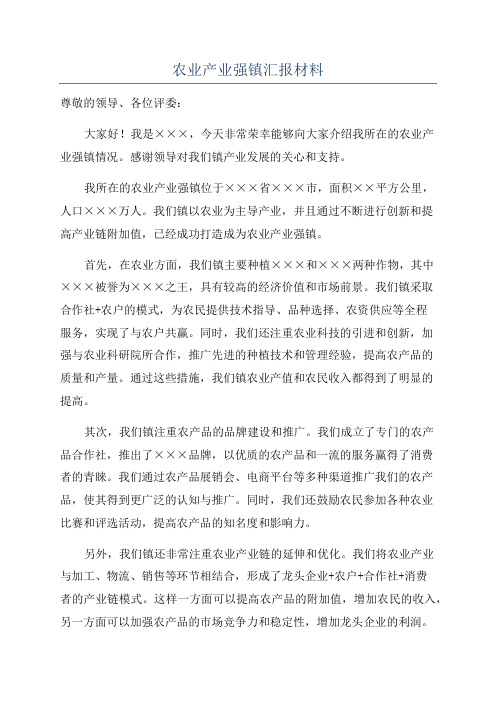 农业产业强镇汇报材料