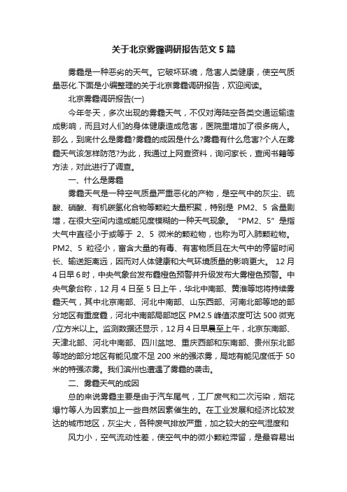 关于北京雾霾调研报告范文5篇