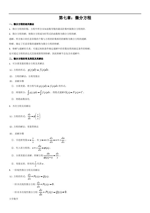 高等数学第七版下册复习纲要