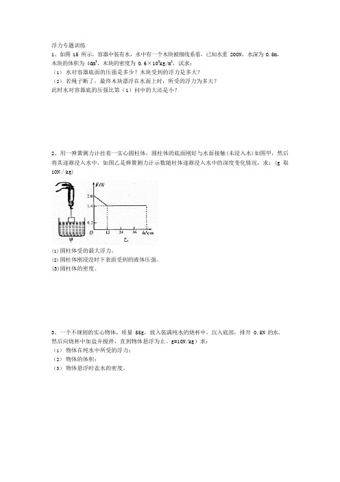 (完整版)初中物理浮力计算题含答案