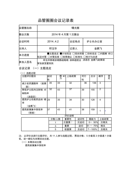 品管圈圈会议记录表(修复的)