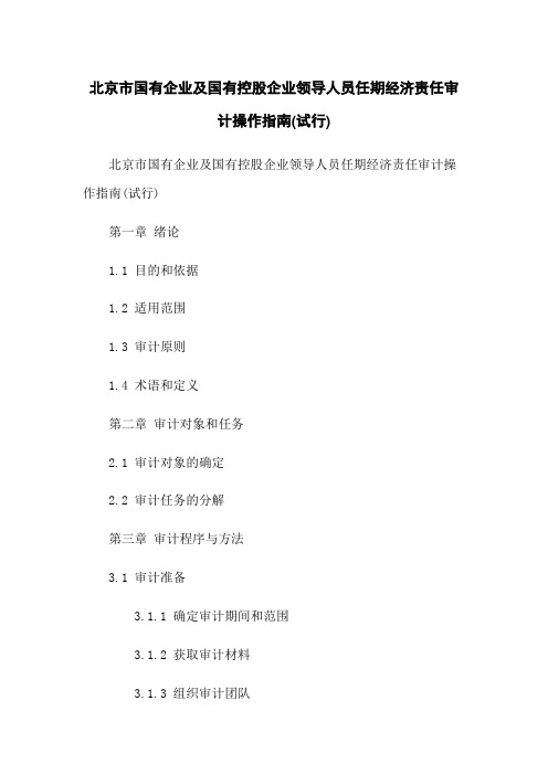 北京市国有企业及国有控股企业领导人员任期经济责任审计操作指南(试行)