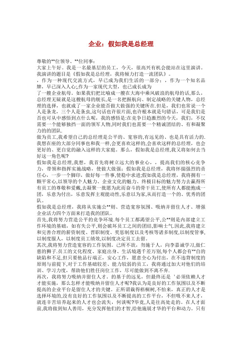 企业XX假如我是总经理