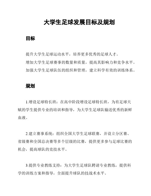 大学生足球发展目标及规划