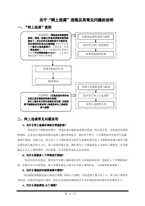 网上选课流程及其常见问题的说明