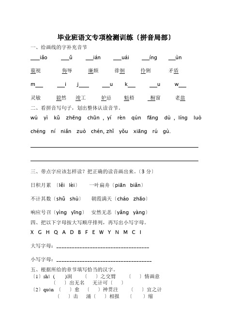 小学毕业班语文拼音专项检测试卷