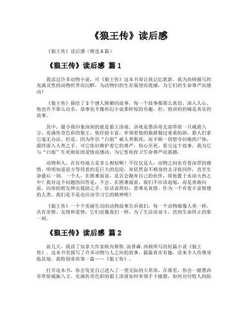 《狼王传》读后感