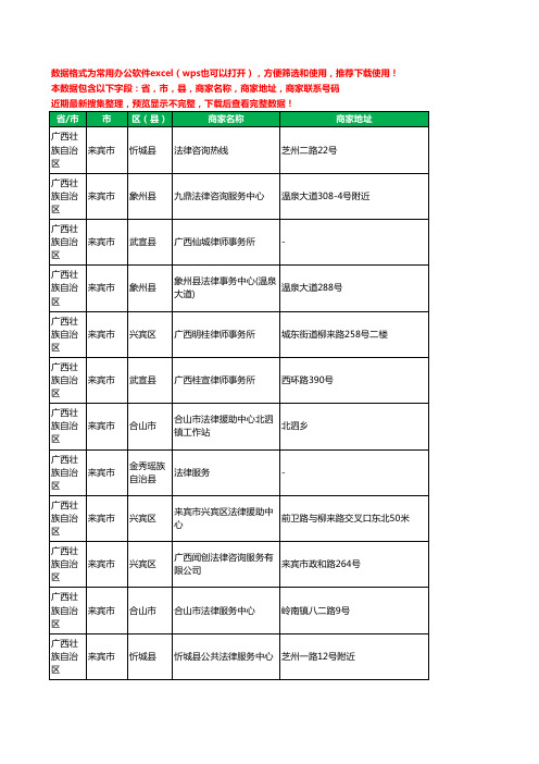 2020新版广西壮族自治区来宾市律师工商企业公司商家名录名单黄页联系电话号码地址大全51家