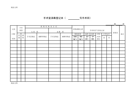 最新手术室消毒登记本