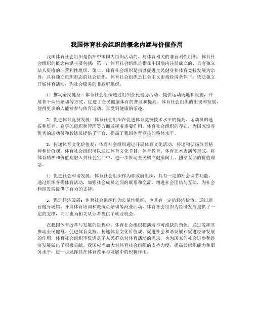 我国体育社会组织的概念内涵与价值作用