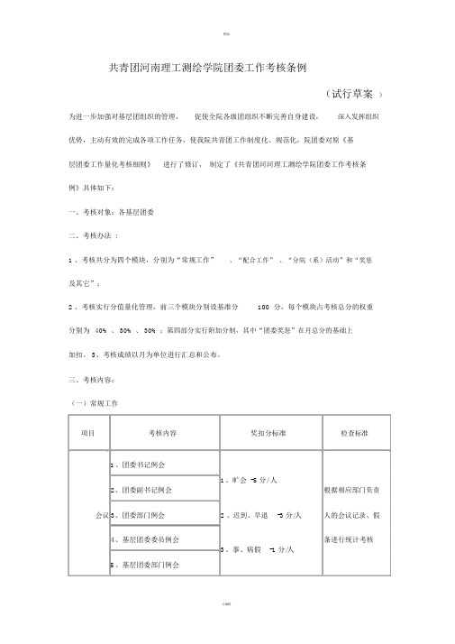 共青团团委工作考核条例