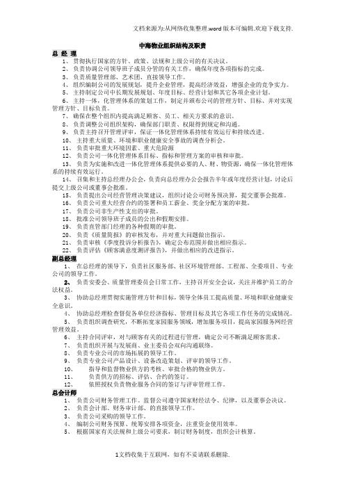 中海物业组织结构及职责