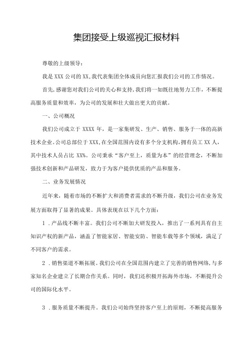 集团接受上级巡视汇报材料