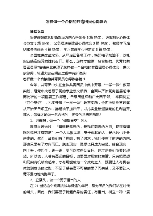 怎样做一个合格的共青团员心得体会