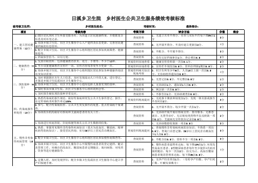 2013年乡村医生公共卫生服务绩效考核标准