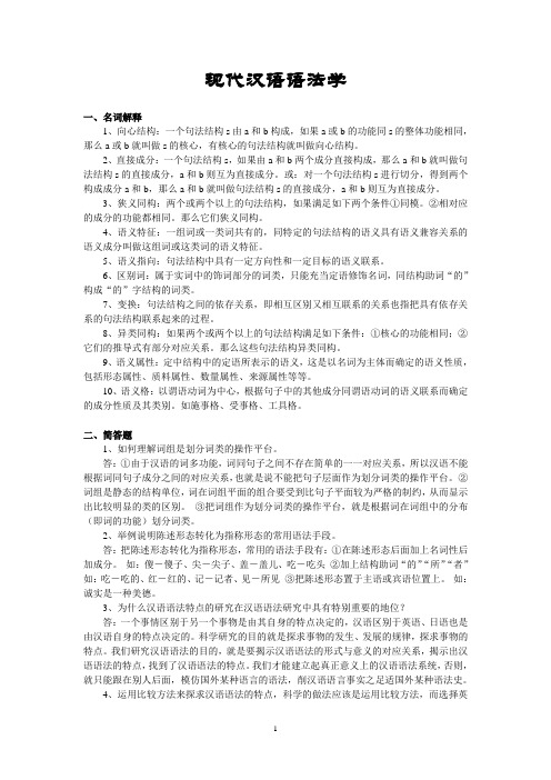 《现代汉语语法学》