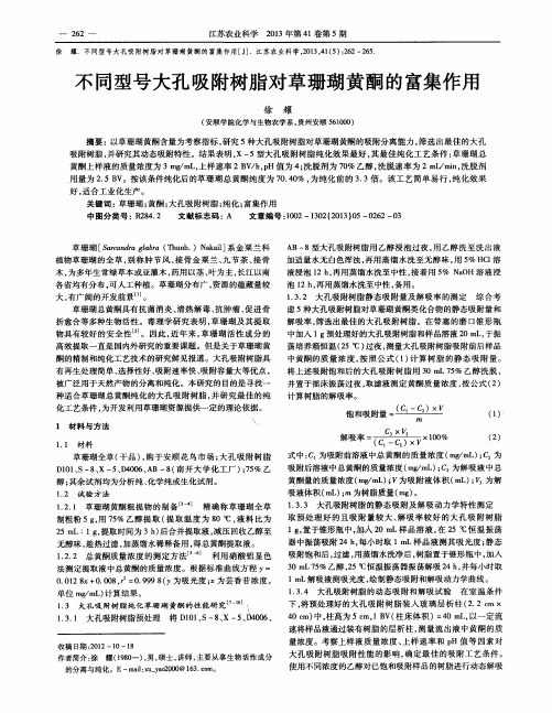 不同型号大孔吸附树脂对草珊瑚黄酮的富集作用