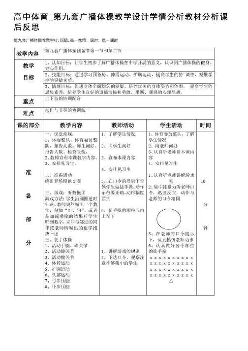 高中体育_第九套广播体操教学设计学情分析教材分析课后反思