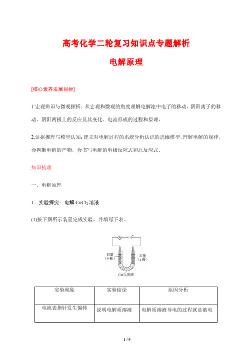 高考化学二轮复习知识点专题解析22---电解原理 