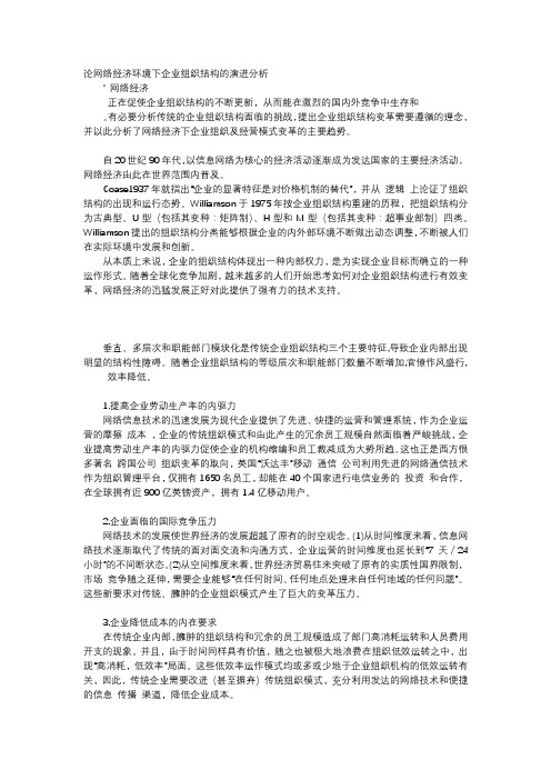 应用文-论网络经济环境下企业组织结构的演进分析