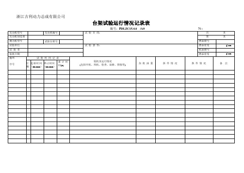 台架试验运行情况记录表