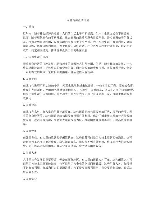 闲置资源盘活计划